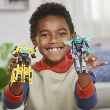 Transformers EarthSpark Cyber-Combiner Bumblebee and Mo Malto Robot Action Figures, Interactive Toys for Boys and Girls Ages 6 and Up