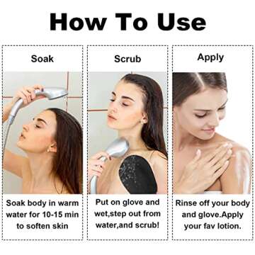 Lineexem Exfoliating Glove - Black - Removes Unwanted Dead Skin, Dirt And Grime.great For Self-tanning Preparation,exfoliating Mitts At Home,made Of 100% Viscose Fibe (2pcs)