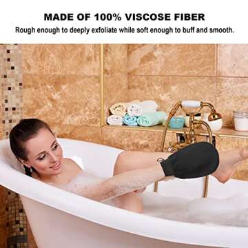 Lineexem Exfoliating Glove - Black - Removes Unwanted Dead Skin, Dirt And Grime.great For Self-tanning Preparation,exfoliating Mitts At Home,made Of 100% Viscose Fibe (2pcs)