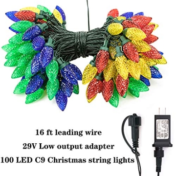 AWQ 100LED 81 FT C9 Christmas String Lights Plug in Fairy Twinkle String Lights 8 Modes Timer Function Waterproof Extendable for Indoor Outdoor Wedding Party Christmas Decoration (100, Multicolor)