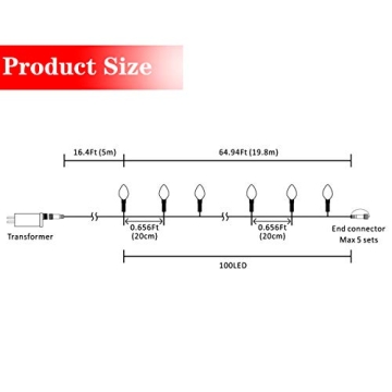 AWQ 100LED 81 FT C9 Christmas String Lights Plug in Fairy Twinkle String Lights 8 Modes Timer Function Waterproof Extendable for Indoor Outdoor Wedding Party Christmas Decoration (100, Multicolor)