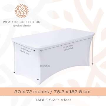 Stretch Spandex Table Covers 6FT, Pack of 2 Fitted Tablecloths for Rectangle Tables, Stretchy Wrinkl...