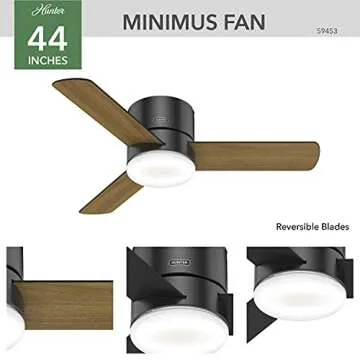 Hunter Minimus Ceiling Fan - Matte Black LED & Remote Controlled
