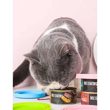 Comtim Pet Food Can Cover Silicone Can Lids for Dog and Cat Food(Universal Size,One fit 3 Standard Size Food Cans) (Blue/Purple)