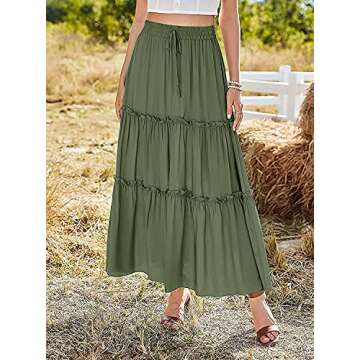 Stylish Avanova Women's Maxi Skirt - High Waist Ruffle Design