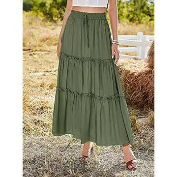 Stylish Avanova Women's Maxi Skirt - High Waist Ruffle Design