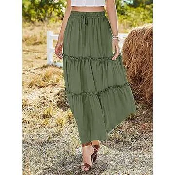 Stylish Avanova Women's Maxi Skirt - High Waist Ruffle Design