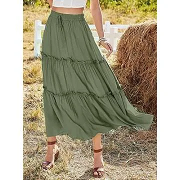 Stylish Avanova Women's Maxi Skirt - High Waist Ruffle Design