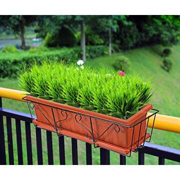 8 Pcs Artificial Outdoor Plants, Fake Plastic Greenery Shrubs Wheat Grass Outdoor Window Box Verandah Hanging Planter Indoor Outside Home Garde