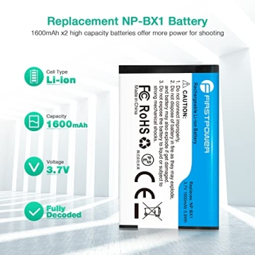 FirstPower NP-BX1 Battery Pack & Dual Charger for Sony Cameras