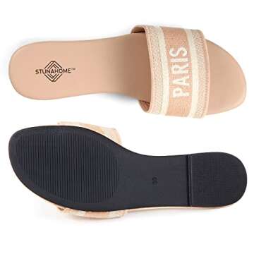STUNAHOME Summer Flat Sandals for Women Fashion slide Sandals Womens