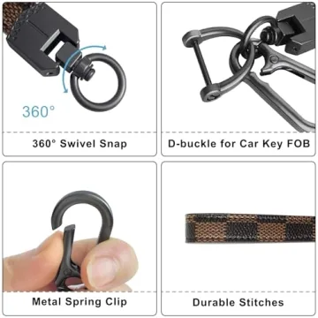 Stylish OHKYOOT Leather Car Keychain with Carabiner Clip