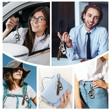 Stylish OHKYOOT Leather Car Keychain with Carabiner Clip