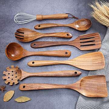 Handcrafted Teak Kitchen Utensils for Cooking & Serving
