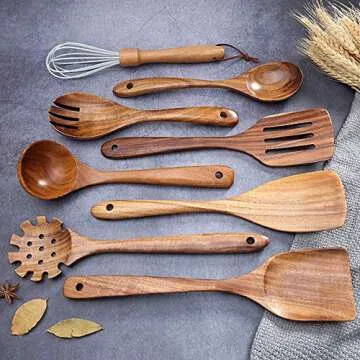 Handcrafted Teak Kitchen Utensils for Cooking & Serving