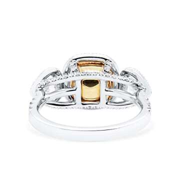 Light Yellow (Y-Z) Diamond Statement Ring 2.00Ct. (3.36Ct.TW) Cushion Shape Exquisite Design Elegant Dainty Statement Jewelry Gift For Women