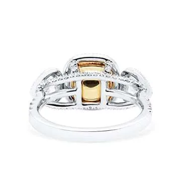 Light Yellow (Y-Z) Diamond Statement Ring 2.00Ct. (3.36Ct.TW) Cushion Shape Exquisite Design Elegant Dainty Statement Jewelry Gift For Women