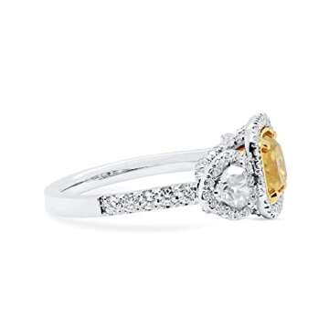 Light Yellow (Y-Z) Diamond Statement Ring 2.00Ct. (3.36Ct.TW) Cushion Shape Exquisite Design Elegant Dainty Statement Jewelry Gift For Women