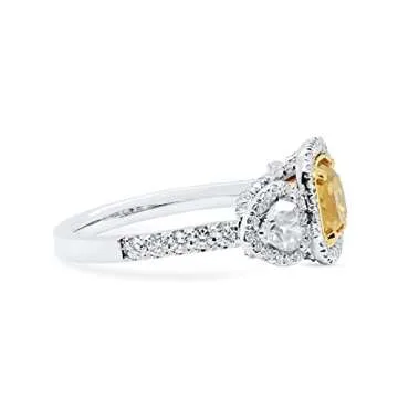 Light Yellow (Y-Z) Diamond Statement Ring 2.00Ct. (3.36Ct.TW) Cushion Shape Exquisite Design Elegant Dainty Statement Jewelry Gift For Women