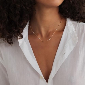 Rumgey 18K Gold Plated Pearl Necklaces for Women