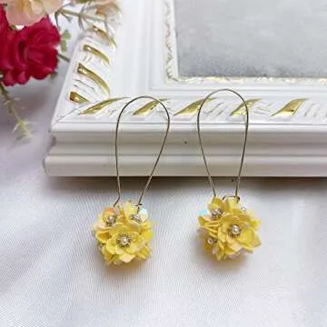 Chic Coiris Handmade Sequins Flower Dangle Hook Earrings for Women