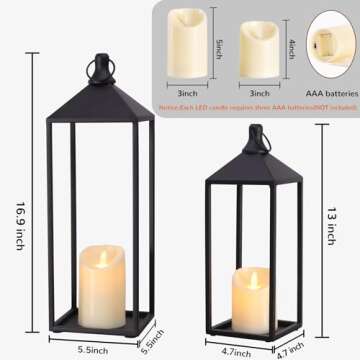 MATAHUM Modern Farmhouse Lanterns Set - Decorative Indoor & Outdoor Elegance