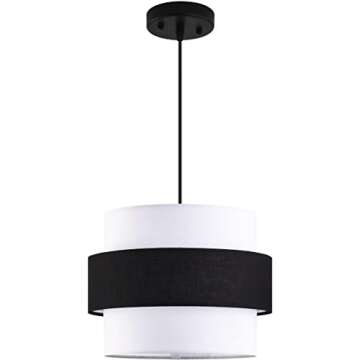 GO&SO Three Layers Black and White Handmade Fabric Pendant Light with 1m Wire Shade Suitable for Pendant Lamp Floor Lamp Suitable for Kitchen Island, Room, Porch... GS5-13-BL