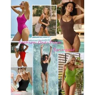 ZAFUL Women's Scoop Neck One-Piece Lace Up Swimsuit
