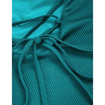 ZAFUL Women's Scoop Neck One-Piece Lace Up Swimsuit