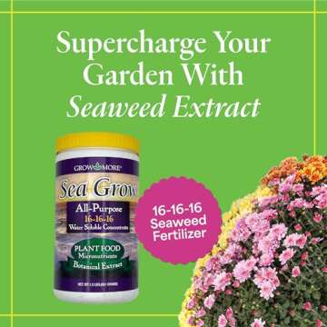 Grow More Sea Grow Kelp Fertilizer - 1.5lbs of 16-16-16 Water-Soluble, All-Purpose Plant Food - Nutr...