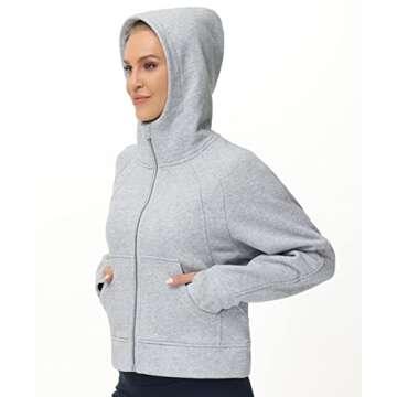 THE GYM PEOPLE Women's Fleece Full-Zip Hoodie for Workouts and Casual Wear