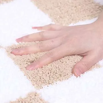 Modminzen Checkered Bath Mat for Bathroom – Checked Shower Mat Non Slip, Tufted, Microfiber, Ultra Absorbent, Fade Resistant. Great Gift Idea, Cute Bath Rug in Popular Colors