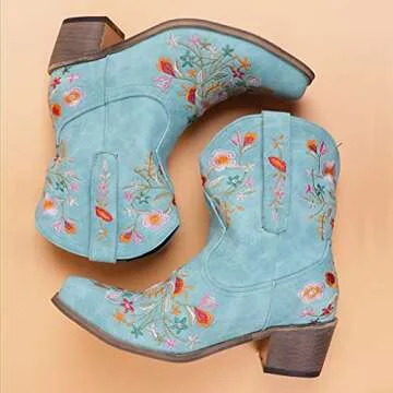 Cowgirl Boots for Women - Vintage Flower Embroidery Style