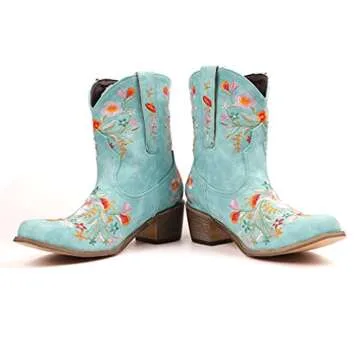 Cowgirl Boots for Women - Vintage Flower Embroidery Style