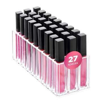 FAJ Lipgloss Organizer, Acrylic Makeup Holder for Vanity, Drawer Storage, Cosmetics Pallets Countert...