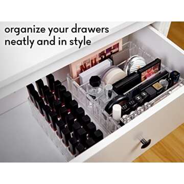 FAJ Lipgloss Organizer, Acrylic Makeup Holder for Vanity, Drawer Storage, Cosmetics Pallets Countertop Clear Storage (27 spaces)
