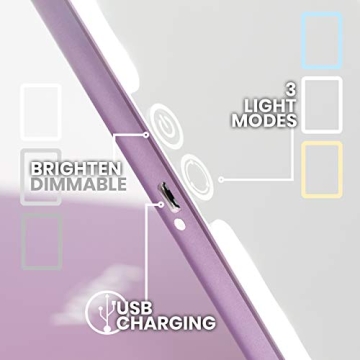 LUNA London Eclipse Travel Makeup Mirror with Dimmable LED Lights