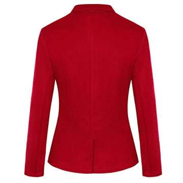 MINTLIMIT Blazers for Women Casual Long Sleeve Button Stretchy Front Work Office Blazers Jacket with Pockets (Red - Size Large)
