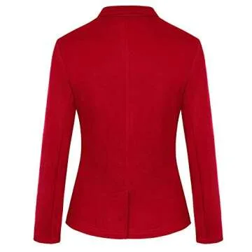 MINTLIMIT Blazers for Women Casual Long Sleeve Button Stretchy Front Work Office Blazers Jacket with Pockets (Red - Size Large)