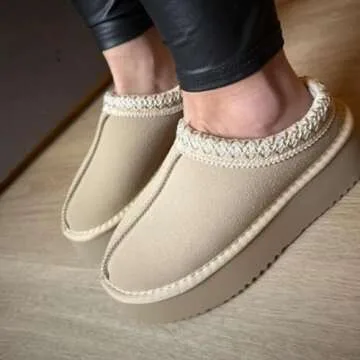 Women's Slippers Platform Short Ankle Boot,Winter thick plush warm down snow boots,Fur Fleece Lined Sneakers House slippers Anti-Slip Boot For Outdoor