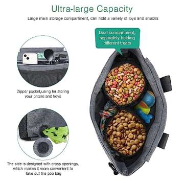 ORIA Dog Treat Training Pouch, Pet Out Training Belt Bag, Dog Food Bag with Removable Inner Pocket, ...