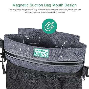 ORIA Dog Treat Training Pouch, Pet Out Training Belt Bag, Dog Food Bag with Removable Inner Pocket, Built-in Poop Bag Dispenser, Dog Training Bag, Gray