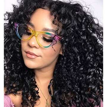 Voogueme Rainbow Cat Eye Frame Blue Light Blocking Glasses for Women Anti UV Eyestrain Eyewear Unicorn OP928770-01