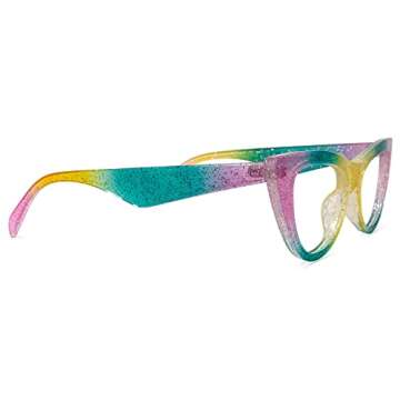 Voogueme Rainbow Cat Eye Frame Blue Light Blocking Glasses for Women Anti UV Eyestrain Eyewear Unicorn OP928770-01