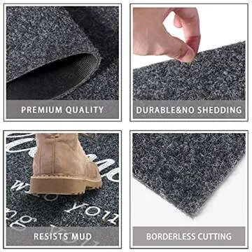 JJUUYOU Large Welcome Mat for Front Door Outside Patio Mats Funny Welcome-ish Gray Doormat Non Slip Rubber Backing Entryway Low Profile Mats for Entry Shoe Mats 24"x36"