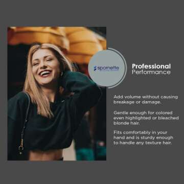 Spornette Boar Bristle Hair Brush for Women - Big Wonder Teasing Brush with Boar & Tourmaline Nylon Bristles - Tapered Handle for Back Brushing, Combing and Creating Volume & Slick Backs (Black)