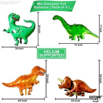 KatchOn 51 Inch Dinosaur Balloons - Dino Party Decorations