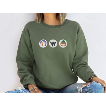 Home Gourmet Boo Embroidered Sweatshirt for Halloween