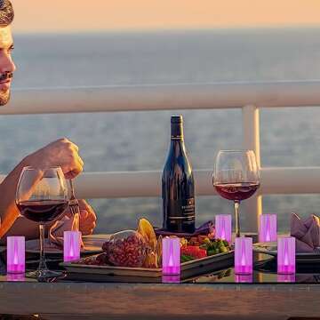 LANKER Flameless Candles, Battery Operated LED Pillar Candles, D1.5 x H3 inch, Romantic Steady Pink ...