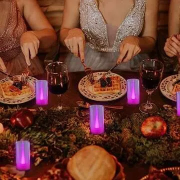 LANKER Flameless Candles, Battery Operated LED Pillar Candles, D1.5 x H3 inch, Romantic Steady Pink Long Flame-Effect Light, Set of 12 (Pink)